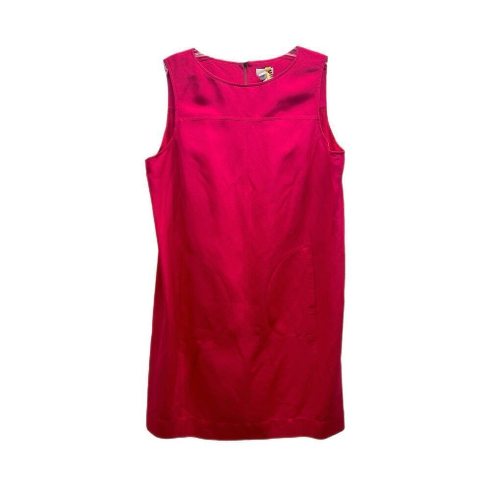 Chico's Dress Size 2 Large Linen Blend Hot Pink Lined Pockets Career